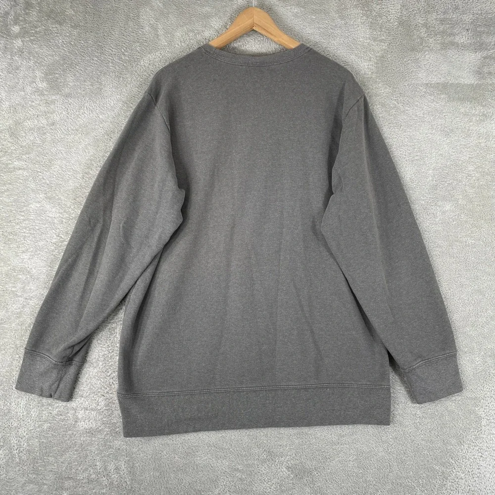 The North Face Sweatshirt Mens Large Gray Yellow Heritage Logo Pullover Fleece